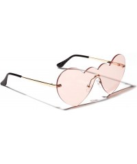 Rimless Heart Shaped Rimless Sunglasses One Piece Candy Color Love Glasses Women - Pink - CO18R3C8XQ0 $11.29