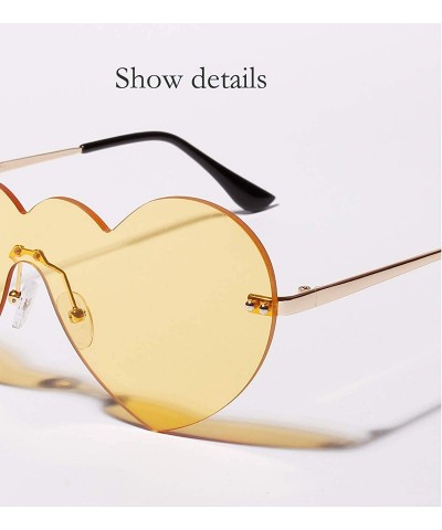 Rimless Heart Shaped Rimless Sunglasses One Piece Candy Color Love Glasses Women - Pink - CO18R3C8XQ0 $11.29