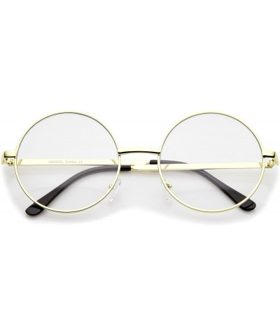 Round Retro Lennon Style Mid Size Metal Frame Clear Lens Round Glasses 51mm - Gold / Clear - CD12MYBECDA $12.70