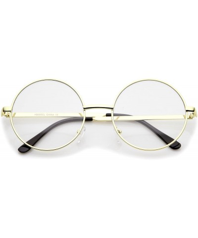 Round Retro Lennon Style Mid Size Metal Frame Clear Lens Round Glasses 51mm - Gold / Clear - CD12MYBECDA $20.37