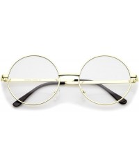 Round Retro Lennon Style Mid Size Metal Frame Clear Lens Round Glasses 51mm - Gold / Clear - CD12MYBECDA $20.37