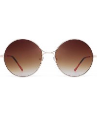 Round Vintage Round Metal Sunglasses for Women Oversized Gradient Circle Lens - Gold Frame / Gradient Brown Lens - CT18W7UDTY...