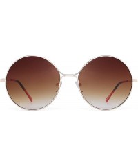 Round Vintage Round Metal Sunglasses for Women Oversized Gradient Circle Lens - Gold Frame / Gradient Brown Lens - CT18W7UDTY...