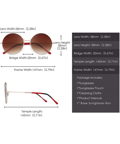 Round Vintage Round Metal Sunglasses for Women Oversized Gradient Circle Lens - Gold Frame / Gradient Brown Lens - CT18W7UDTY...