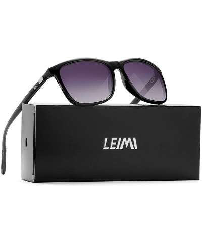 Square Unisex Polarized Aluminum Sunglasses Vintage Sun Glasses for Men Women - 04-black Frame / Gradient Gray Lens - C318XM7...