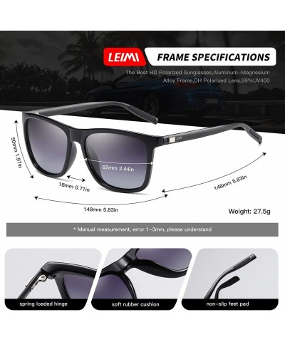 Square Unisex Polarized Aluminum Sunglasses Vintage Sun Glasses for Men Women - 04-black Frame / Gradient Gray Lens - C318XM7...