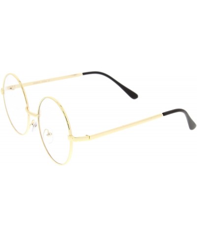 Round Retro Lennon Style Mid Size Metal Frame Clear Lens Round Glasses 51mm - Gold / Clear - CD12MYBECDA $20.37