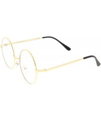 Round Retro Lennon Style Mid Size Metal Frame Clear Lens Round Glasses 51mm - Gold / Clear - CD12MYBECDA $20.37