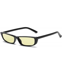 Rectangular Women Party Retro Small Rectangular Eyeglasses Eyewear Outdoor Fashion Fancy Sunglasses - Black/Yellow - CZ1805Q9...