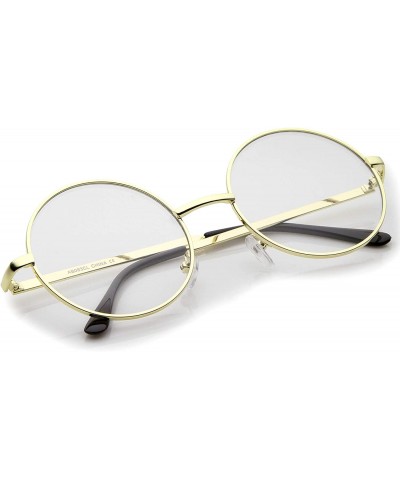 Round Retro Lennon Style Mid Size Metal Frame Clear Lens Round Glasses 51mm - Gold / Clear - CD12MYBECDA $20.37