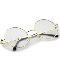 Round Retro Lennon Style Mid Size Metal Frame Clear Lens Round Glasses 51mm - Gold / Clear - CD12MYBECDA $20.37