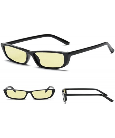 Rectangular Women Party Retro Small Rectangular Eyeglasses Eyewear Outdoor Fashion Fancy Sunglasses - Black/Yellow - CZ1805Q9...
