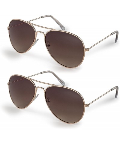 Round Classic Aviator Pilot Flat Lens Sunglasses For Men and Women with Protective Bag - 100% UV Protection - CA11UPWKV5J $18.84