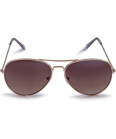 Round Classic Aviator Pilot Flat Lens Sunglasses For Men and Women with Protective Bag - 100% UV Protection - CA11UPWKV5J $10.95