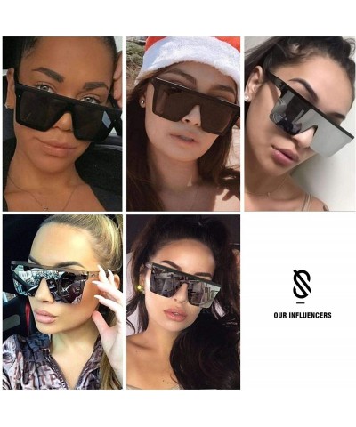 Goggle Suqare Oversized Goggle Sunglasses Women Thick Frame Flat Mirrored Siamese Lens Maxima SJ2117 - C0199UIY7UE $11.55