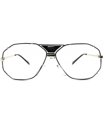 Oversized Retro Hip Hop Swag OG Mens Womens Oversized Lens Square Glasses - Silver - CK18975LKI6 $11.06