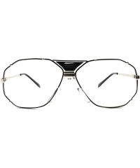 Oversized Retro Hip Hop Swag OG Mens Womens Oversized Lens Square Glasses - Silver - CK18975LKI6 $11.06