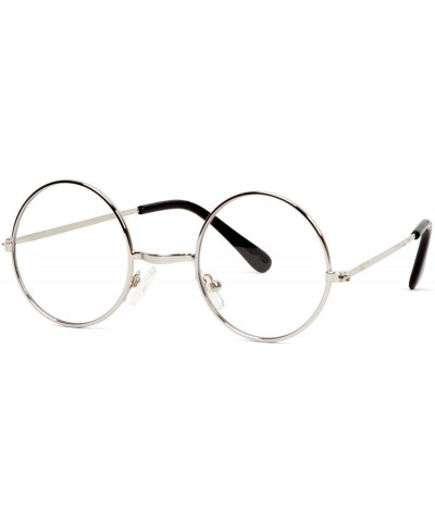 Round Circular Silver Frame Clear Lens Glasses - CM112Q7WKX7 $16.51