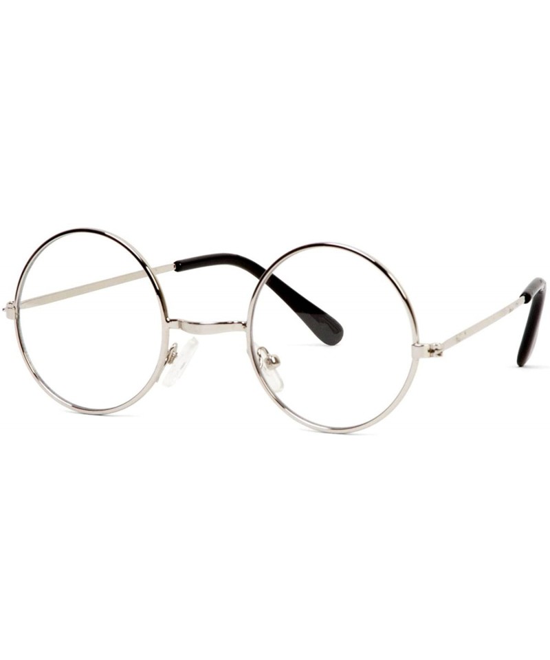 Round Circular Silver Frame Clear Lens Glasses - CM112Q7WKX7 $9.37