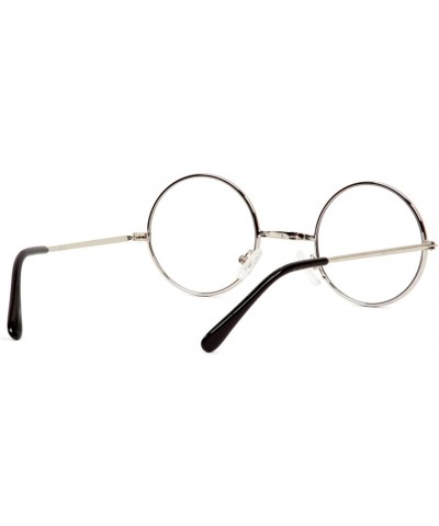 Round Circular Silver Frame Clear Lens Glasses - CM112Q7WKX7 $9.37
