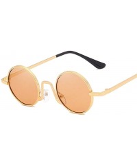 Round Metal Steampunk Sunglasses Men Women Round Glasses Retro Frame Vintage Sun Glasses Male - Goldbrown - CS198ULTCD9 $7.18