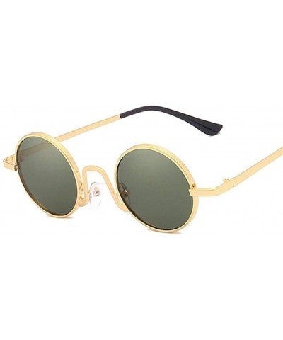Round Metal Steampunk Sunglasses Men Women Round Glasses Retro Frame Vintage Sun Glasses Male - Goldbrown - CS198ULTCD9 $17.61