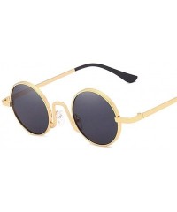 Round Metal Steampunk Sunglasses Men Women Round Glasses Retro Frame Vintage Sun Glasses Male - Goldbrown - CS198ULTCD9 $17.61