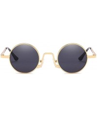 Round Metal Steampunk Sunglasses Men Women Round Glasses Retro Frame Vintage Sun Glasses Male - Goldbrown - CS198ULTCD9 $17.61