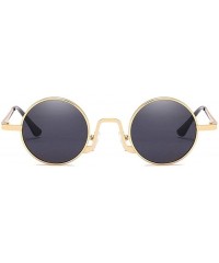 Round Metal Steampunk Sunglasses Men Women Round Glasses Retro Frame Vintage Sun Glasses Male - Goldbrown - CS198ULTCD9 $7.18