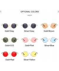 Round Metal Steampunk Sunglasses Men Women Round Glasses Retro Frame Vintage Sun Glasses Male - Goldbrown - CS198ULTCD9 $17.61
