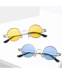 Round Metal Steampunk Sunglasses Men Women Round Glasses Retro Frame Vintage Sun Glasses Male - Goldbrown - CS198ULTCD9 $17.61