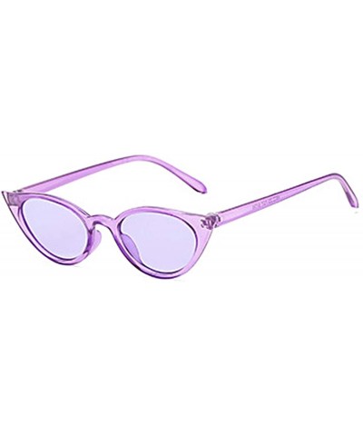 Sport Men and women Cat's eye Fashion Small frame Sunglasses Retro glasses - Purple - CU18LLCHQHZ $11.57