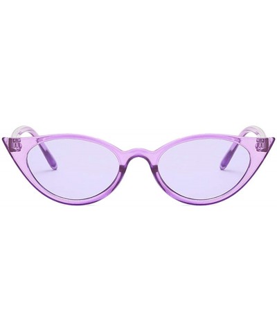 Sport Men and women Cat's eye Fashion Small frame Sunglasses Retro glasses - Purple - CU18LLCHQHZ $11.57