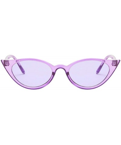 Sport Men and women Cat's eye Fashion Small frame Sunglasses Retro glasses - Purple - CU18LLCHQHZ $11.57