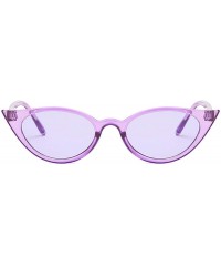Sport Men and women Cat's eye Fashion Small frame Sunglasses Retro glasses - Purple - CU18LLCHQHZ $11.57