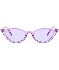 Sport Men and women Cat's eye Fashion Small frame Sunglasses Retro glasses - Purple - CU18LLCHQHZ $11.57