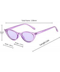 Sport Men and women Cat's eye Fashion Small frame Sunglasses Retro glasses - Purple - CU18LLCHQHZ $11.57