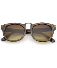 Oversized Classic Metal Nose Bridge Round Lens Horn Rimmed Sunglasses 52mm - Tortoise-gold / Amber - C012NW2SZC8 $10.86