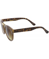 Oversized Classic Metal Nose Bridge Round Lens Horn Rimmed Sunglasses 52mm - Tortoise-gold / Amber - C012NW2SZC8 $18.10