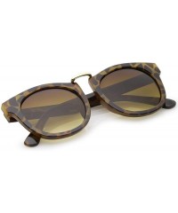 Oversized Classic Metal Nose Bridge Round Lens Horn Rimmed Sunglasses 52mm - Tortoise-gold / Amber - C012NW2SZC8 $18.10