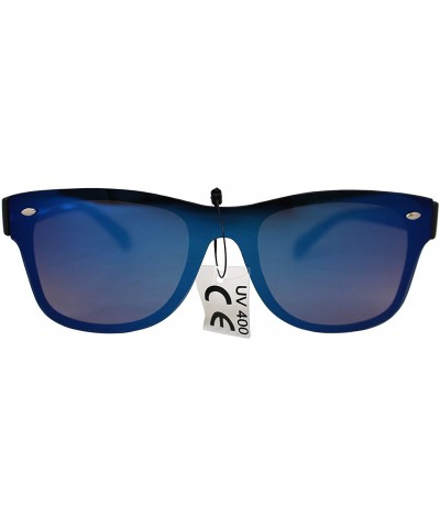 Wayfarer SIMPLE Classic Style Mirrored Fashion Sunglasses for Men Women - Deep Blue - CW18ZGX7LI0 $22.69