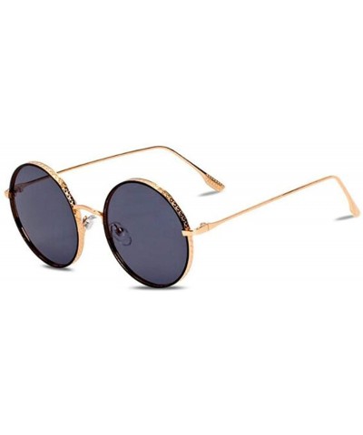 Aviator 2019 new sunglasses- ladies fashion sunglasses round frame PC lens sunglasses - H - C118S8S935H $37.58