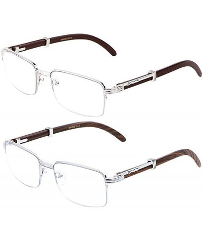 Rimless WOOD Art Nouveau VINTAGE Semi Rimless Style Gangster RICH Frame EyeGlasses - CP18IM9T0L9 $27.65