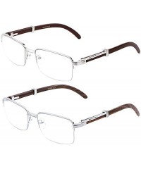 Rimless WOOD Art Nouveau VINTAGE Semi Rimless Style Gangster RICH Frame EyeGlasses - CP18IM9T0L9 $18.56