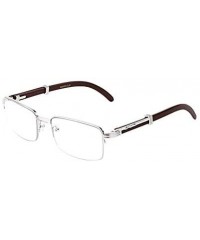 Rimless WOOD Art Nouveau VINTAGE Semi Rimless Style Gangster RICH Frame EyeGlasses - CP18IM9T0L9 $18.56