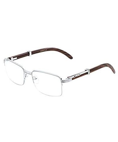 Rimless WOOD Art Nouveau VINTAGE Semi Rimless Style Gangster RICH Frame EyeGlasses - CP18IM9T0L9 $18.56