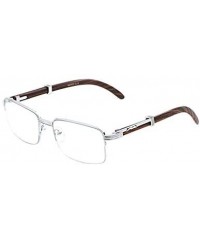 Rimless WOOD Art Nouveau VINTAGE Semi Rimless Style Gangster RICH Frame EyeGlasses - CP18IM9T0L9 $18.56