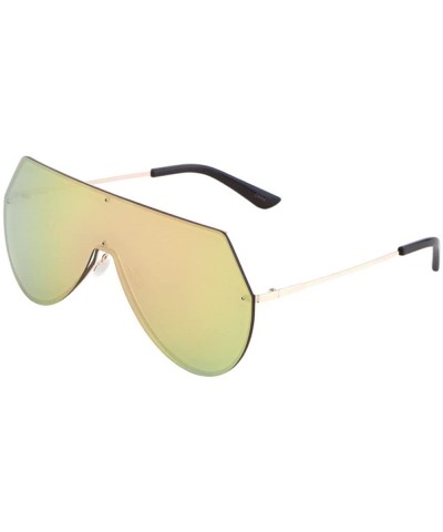 Aviator Rimless Oversized Flat Top Shield Aviator Sunglasses - Gold Frame - C41857Z6GZX $22.13