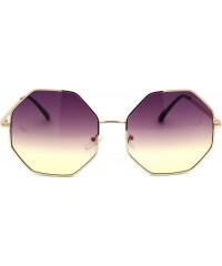 Rectangular Octagonal Hippie Tie Dye Gradient Lens Metal Rim Retro Sunglasses - Gold Purple Yellow - CK18Y8K4HIH $11.65