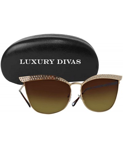 Cat Eye Cat Eye Metal Frame Rhinestone Sunglasses With Hard Case - Gold - CH18UGNN5LI $20.27